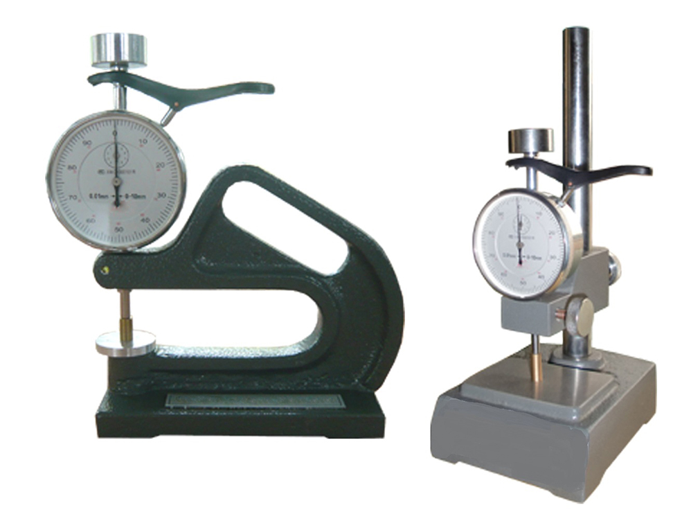 塑料橡胶测厚仪主要用于测量塑料薄膜、薄片以及其它橡塑等材料的厚度，符合GB/T6672-2001《塑料薄膜和薄片厚度的测定机械测量法》等要求，分台式与手提两种，台式测厚仪美观大方，手提测厚仪携带方便，还可配置电子数显表用于更高精度的测量。